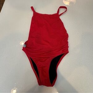 Watermen Youth Medium Red One-Piece Swimsuit Lifeguard